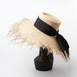 2022 Summer Sun Hat for Women Hand Made Raffia Hat Flat-top Sunscreen Beach Hat Female Girl Outdoor Vacation Straw Hat Wholesale