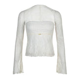 IFOMT 2024 Fashion Woman tops y2k style Sweet Bow Lace Two Pieces Top