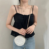 IFOMT 2024 Fashion Woman tops y2k style Strap Drawstring Fold Backless Crop Top