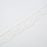 IFOMT 2024 Fashion Woman tops y2k style Sweet White Bow Crop Lace Patched Top
