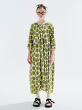 Ifomt Original 2023 Long-sleeved pullover Velvet Pressed Wrinkle Green Wave Dot dress casual skirt Women