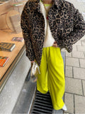 Ifomt Chic Leopard Printed Women's Cotton Coat Fashion Lapel Long Sleeve Single Breasted Jacket Autumn Winter Lady Streetwear