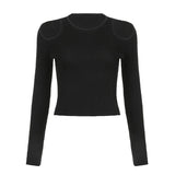 IFOMT 2024 Fashion Woman tops y2k style Casual Black All-Match Pullover Sweater