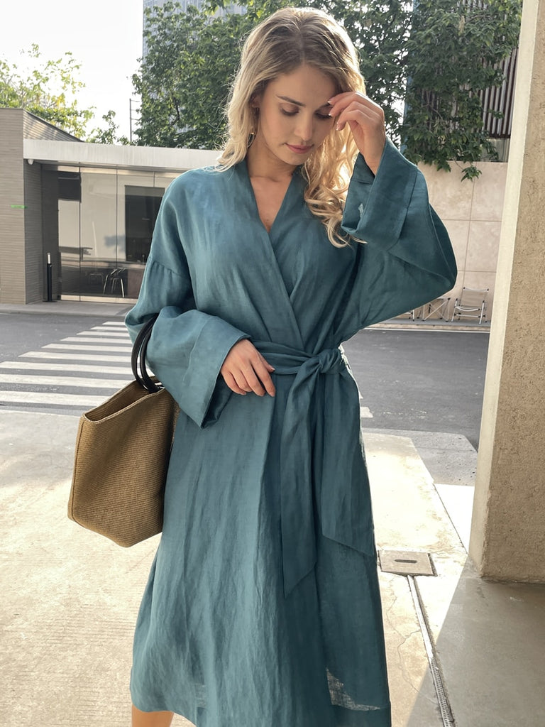 Ifomt Summer Autumn Linen kimono Dress