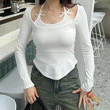 IFOMT 2024 Fashion Woman tops y2k style Cute Slim Halter Bow Cropped Top