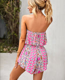 Back to college Floral Print Summer Boho Beach Playsuit Women Fashion 2022 Pink Backless Vintage Casual Rompers Festival Outfit Sexy