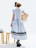 Ifomt striped small flying sleeve dress for women 2023 New A-line niche design Long dress for women