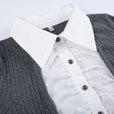 IFOMT 2024 Fashion Woman tops y2k style Fold Patched Slim Buttons Knit  Top