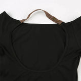 IFOMT 2024 Fashion Woman tops y2k style Black Backless Buckle Off Shoulder Top