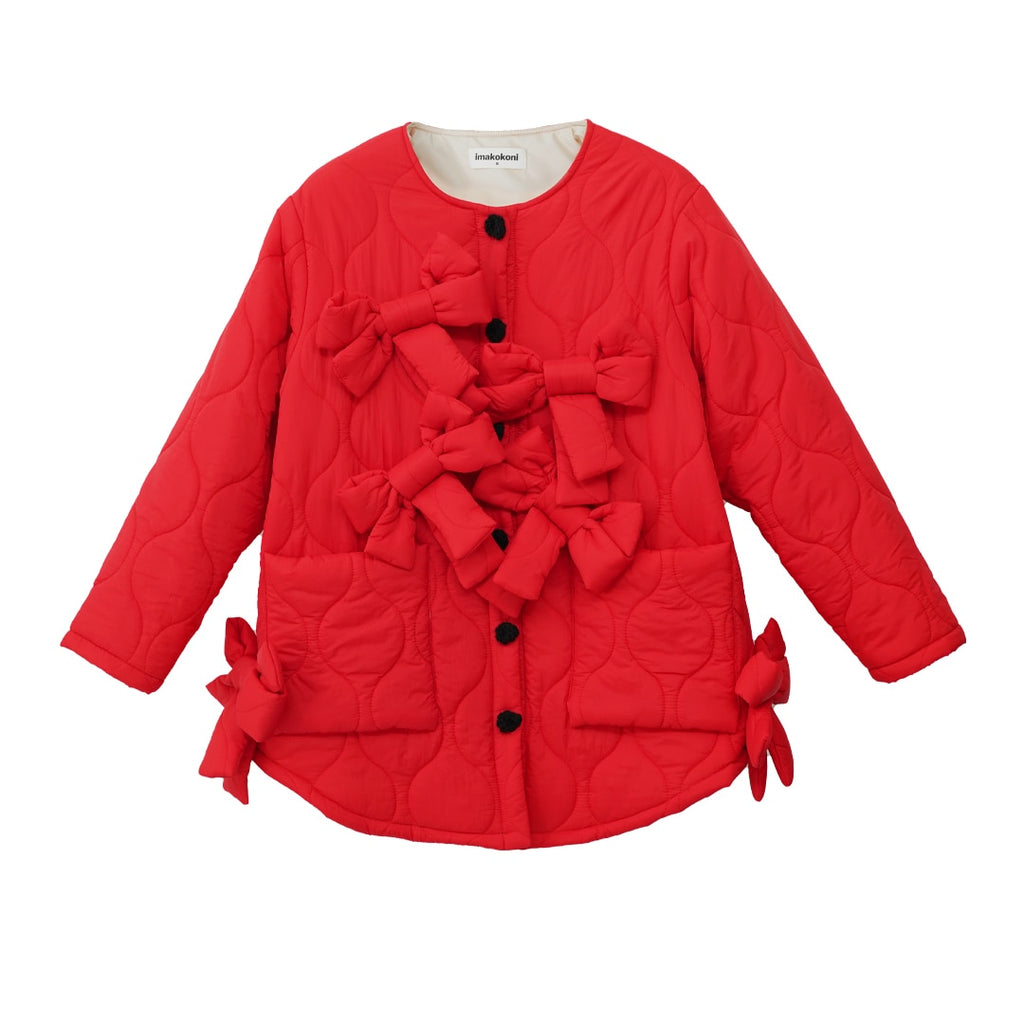 Ifomt original Japanese Yule christmas red bow cotton jacket Autumn/Winter women's tops Keep Warm Pocket