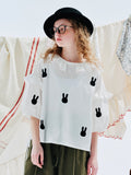 Ifomt original design spring new round neck sleeve pullover T-shirt cotton casual loose shirt women's