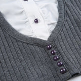 IFOMT 2024 Fashion Woman tops y2k style Fold Patched Slim Buttons Knit  Top