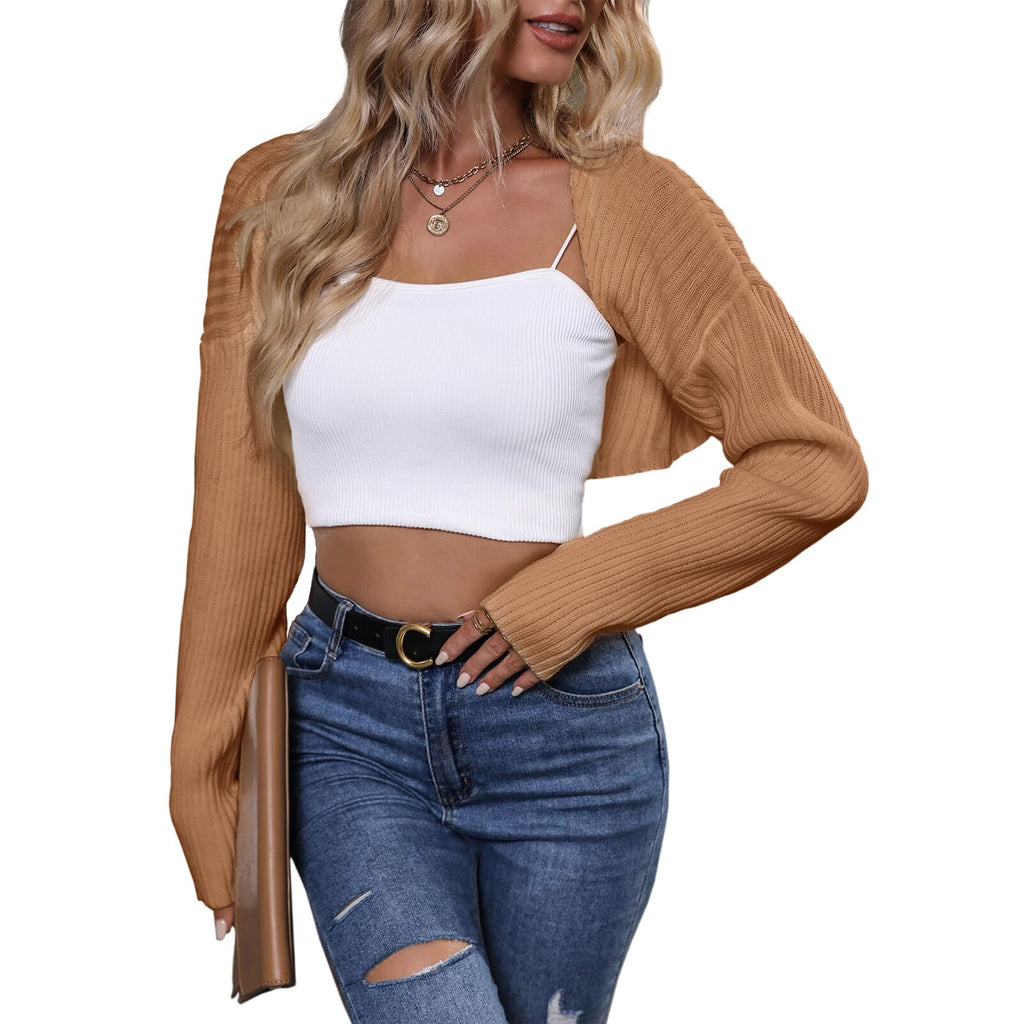 Ifomt Open Front Sweater Batwing Sleeve Ladies Long Sleeve Cardigan Women Solid Color Loose Fit Sexy Style Casual Daily Outfit Fall Outfits 2023