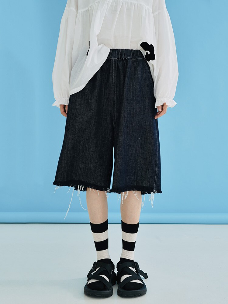 Ifomt original spring and summer do not fade washed denim shorts loose five-point harajuku pants women shorts