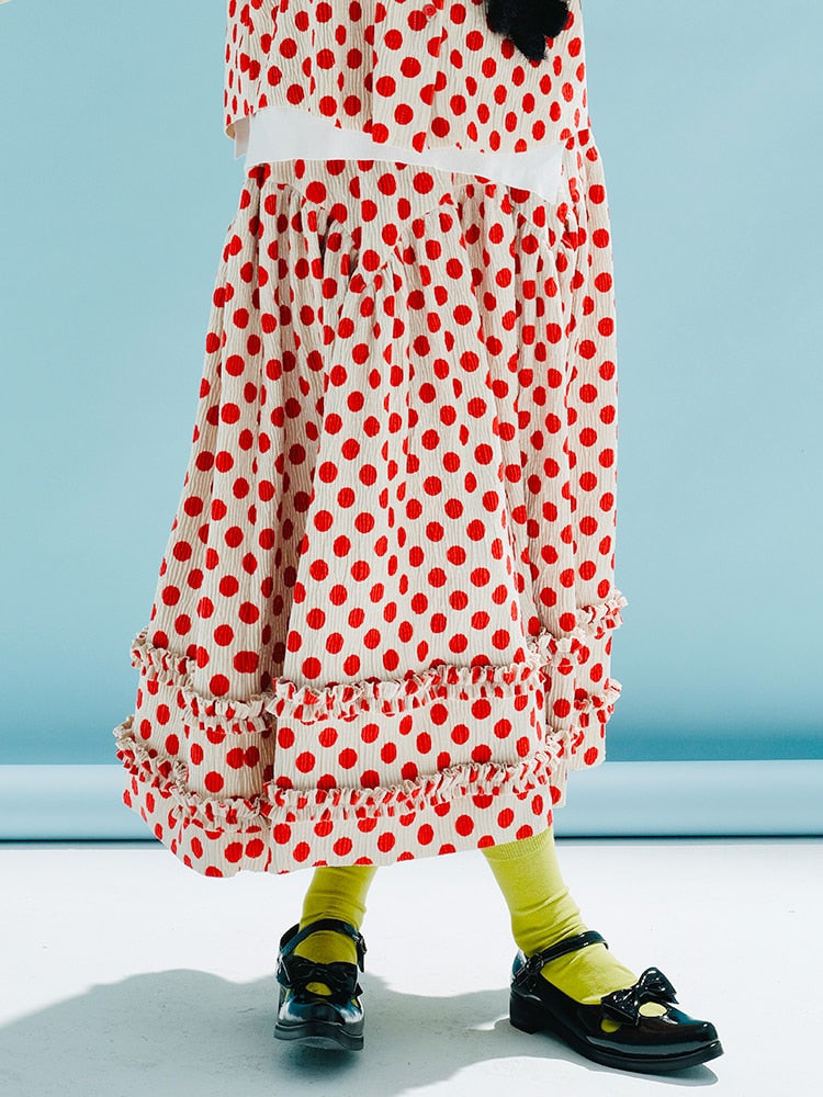 Ifomt  original design Women's polka dot lace skirt Women's elastic waist short pleated lace skirt