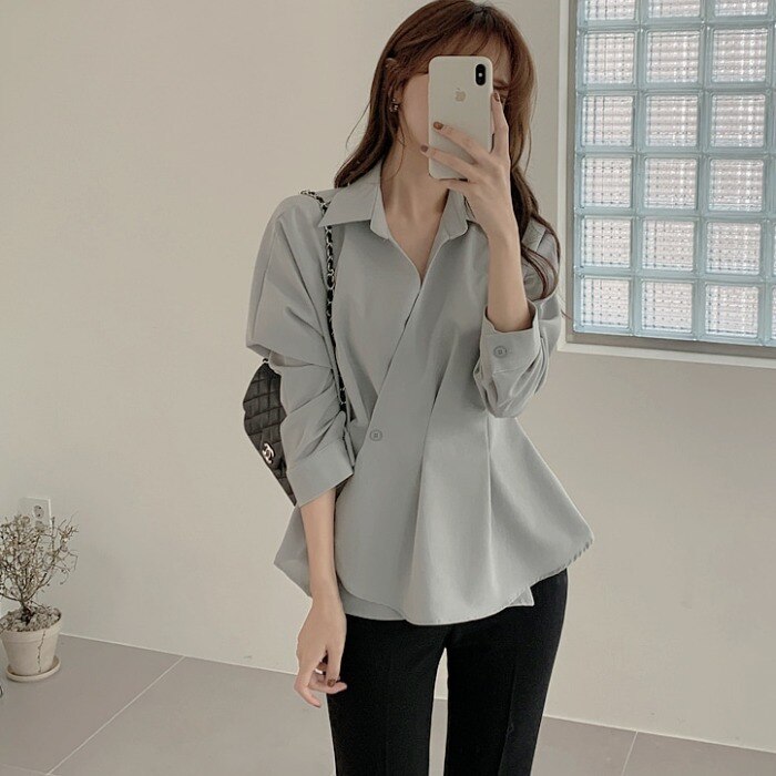 Blouses Women Solid Simple Leisure Elegant Ruffles Leisure Korean Fashion Slim All-match Camisas Mujer Lovely Chic Retro New Fit