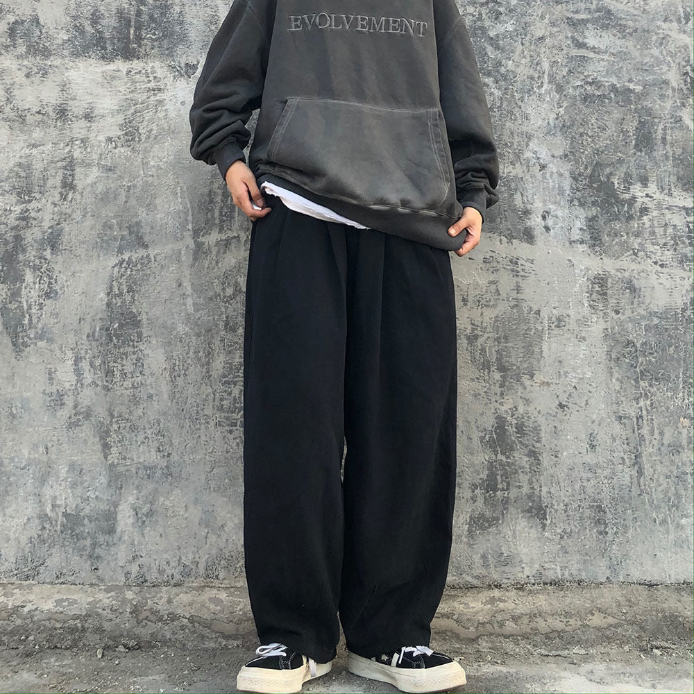 Back to college Casual Pants Women Elastic Waist Harajuku Trousers Tooling Unisex All-Match Wide Leg Baggy Retro Bottoms Students Japanese Style
