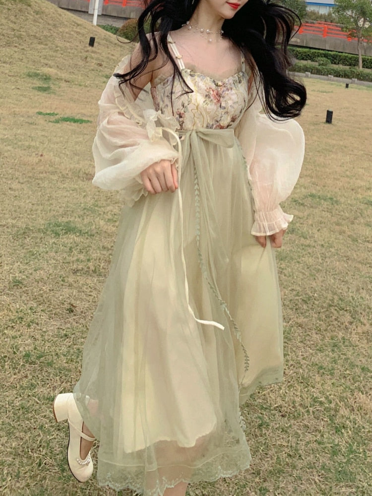Ifomt France Sexy Elegant Dress Women Fairy Party Midi Dresses Female Patchwork Print Bandage High Waist Korean Fashion Dress 2024 New
