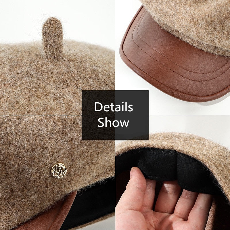 Ifomt French Female Patchwork Wool Berets New Women Lady Solid Soft Beret Hats Caps Artist Painter Caps Winter Warm Hats