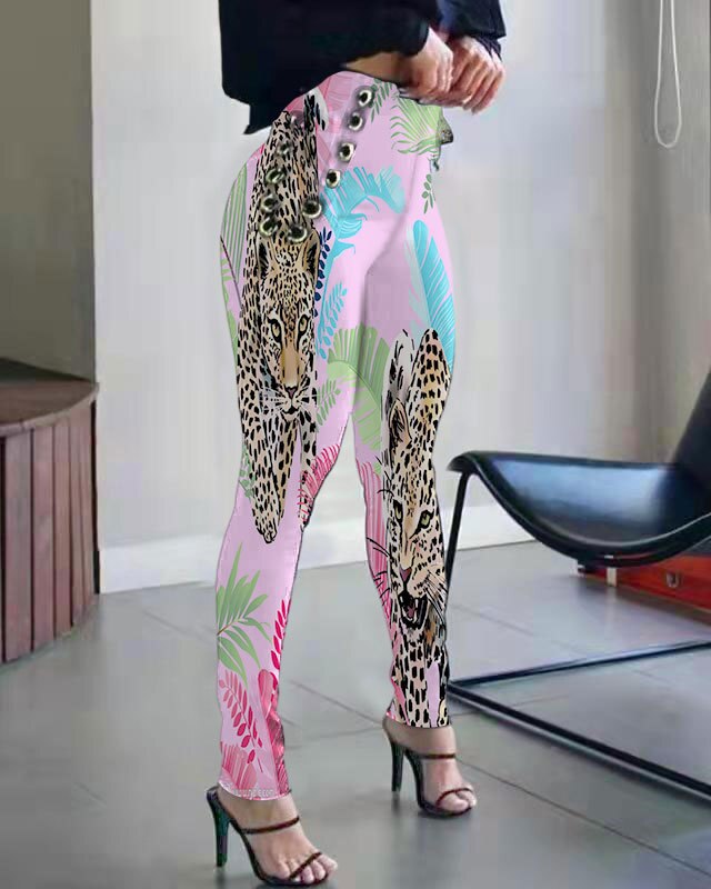 2022 Ifomt Leopard Print Leggings Women's High Waist Bandage Skinny Pants Camouflage Joggers Women Stacked Leggings Streetwear