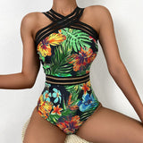 2023 Ifomt  Swimwear One Piece Plant Floral Print Swimsuit Women   Cross Monokini Swimwear 2023 New Girl Beach Bathing Suits