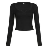 IFOMT 2024 Fashion Woman tops y2k style Casual Long Sleeve Skinny Knit Top