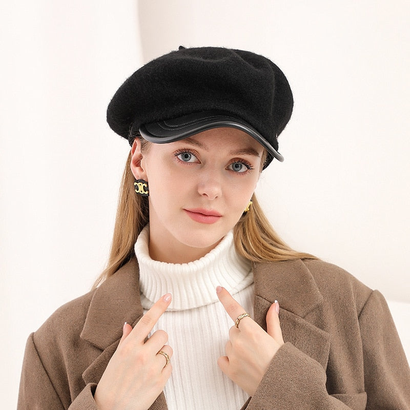 Ifomt French Female Patchwork Wool Berets New Women Lady Solid Soft Beret Hats Caps Artist Painter Caps Winter Warm Hats