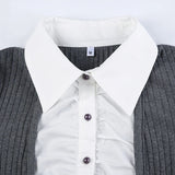 IFOMT 2024 Fashion Woman tops y2k style Fold Patched Slim Buttons Knit  Top