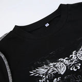 IFOMT 2024 Fashion Woman tops y2k style Vintage Black Printed Long Sleeves Top