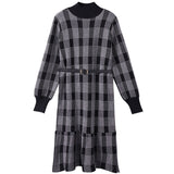 Ifomt Maxi Plaid Turtleneck Pink Sweater Dress For Women Winter Korean Knitted Vintage Casual Bodycon Fashion Dresses Loose Robe Woman