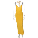 Anna Solid Color Backless Sleeveless Backless Slim Fit   Long Dress Spring 2023 Women's Elegant Street Party Y2K Clothing Sim