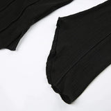 IFOMT 2024 Fashion Woman tops y2k style Vintage Black Irregular Hem Short Top