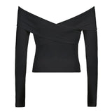 IFOMT 2024 Fashion Woman tops y2k style Basic Off Shoulder Criss-Cross Crop Top
