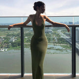 Anna Solid Color Backless Sleeveless Backless Slim Fit   Long Dress Spring 2023 Women's Elegant Street Party Y2K Clothing Sim