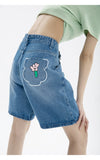 Graduation Gift Blue Women's Straight Shorts Jeans High Waist Street Summer Vintage Five-point Pants Design Casual Ladies Denim Wide Leg Shorts