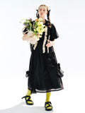 Ifomt original design black bow elastic waist half skirt casual fashion trend all-match A-line half skirt women