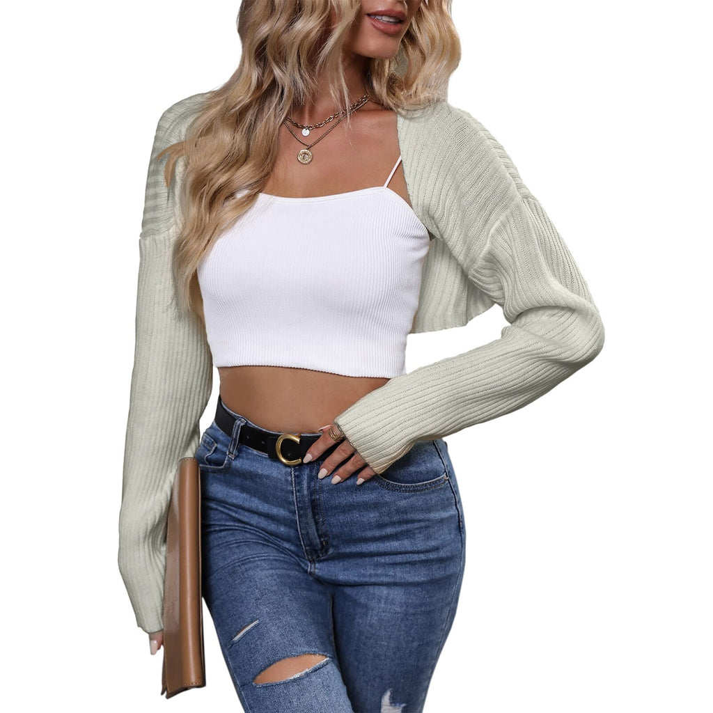 Ifomt Open Front Sweater Batwing Sleeve Ladies Long Sleeve Cardigan Women Solid Color Loose Fit Sexy Style Casual Daily Outfit Fall Outfits 2023
