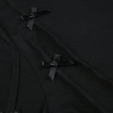 IFOMT 2024 Fashion Woman tops y2k style Cute Asymmetrical Bow Long Sleeve Crop Top