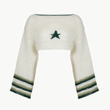 IFOMT 2024 Fashion Woman tops y2k style Vintage Stripe Star Knit Crop Top