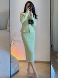 Ifomt Elegant Skirt Sets Women 2 Piece Outfit 2023 Autumn Winter Solid Long Sleeves Knitted Sweater Skirt Set Korea Fall Outfits 2023