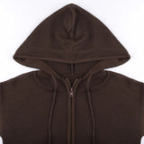 IFOMT 2024 Fashion Woman tops y2k style Vintage Hooded Zip Up Sweater Coat