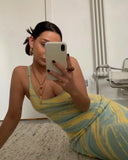 2023 Spring and Summer New Women's Clothing Personality Hollow Design Swirl Knitted Tie-dye Sling   Hip Dress Long Skirt