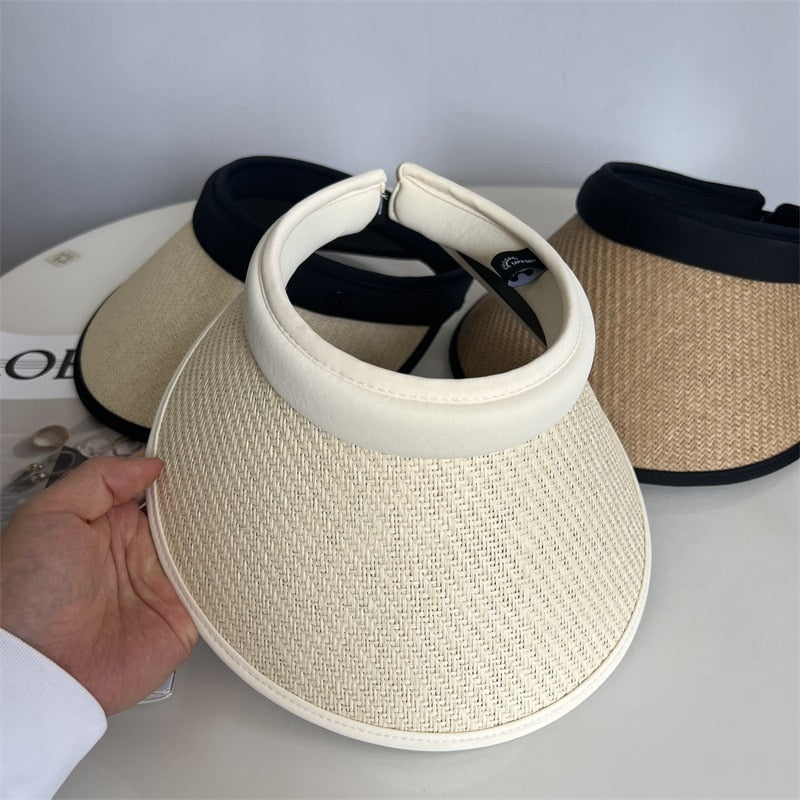 Ifomt Summer Women Travel Leisure Cap Topless Visor Caps Holiday Beach Sun Protection Hat Female Large Brim Straw Hat