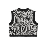 Ifomt Y2K Striped Eyes Fashion Sleeveless Short Vest Knitting High Street Punk Goth Casual Loose Blouse Clothing Aesthetic Hotel