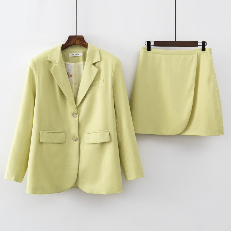 Ifomt 2023 Women Fashion Linen Cotton Blazer Skirt Suit Casual Female clothing set