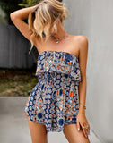 Back to college Floral Print Summer Boho Beach Playsuit Women Fashion 2022 Pink Backless Vintage Casual Rompers Festival Outfit Sexy