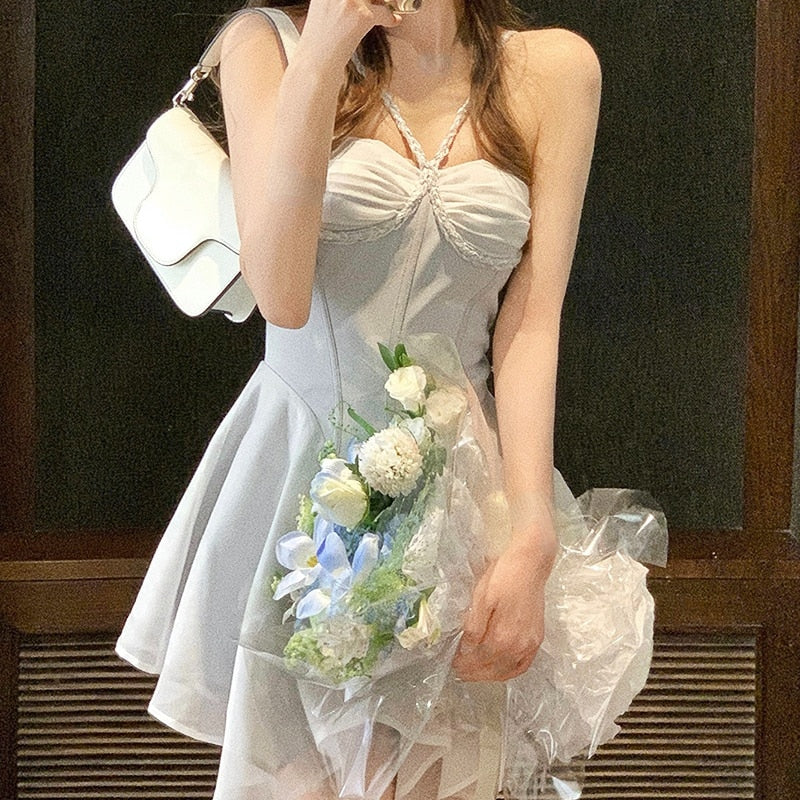 Ifomt Summer 2023 Fairy Elegant Sexy Strap Dress Sweet Beach Casual Y2k Mini Dress Women Korean Office Lady One Piece Party Dresses
