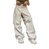 Ifomt Korean Women Cargo Pants Low Waist Harajuku Baggy Jeans For Women Loose Y2K Style Drawstring Pockets Female Clothing Streetwear