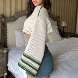 IFOMT 2024 Fashion Woman tops y2k style Vintage Stripe Star Knit Crop Top