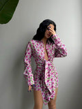 IFOMT 2024 New Fashion Dress Woman Style  Tie up Mini Dress in Pink Color - Noxlook